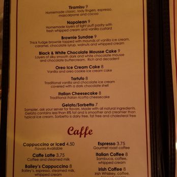 Cafe Baci - Dessert menu - Italian Near Me - Westbury, New York