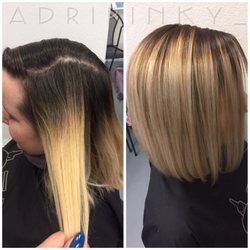 Adriana Styles - Hand painted balayage on a natural blonde with a root smudge and toner by Adriana