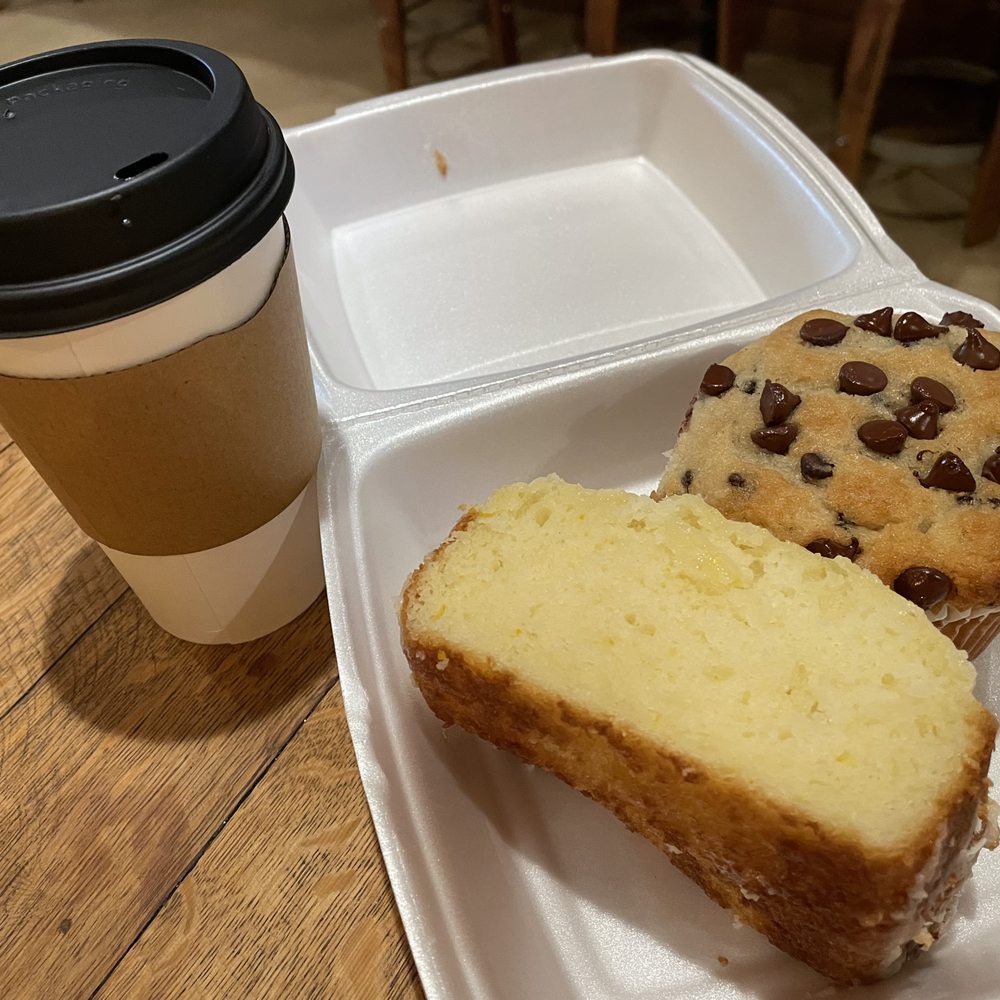 Chai Coffee Co - 16 oz. drip coffee ($4.25), Lemon Loaf ($5.50) & Chocolate Chip Muffin ($5). - Coffee & Tea Near Me - Yucaipa, California Chai Coffee Co - 16 oz. drip coffee ($4.25), Lemon Loaf ($5.50) & Chocolate Chip Muffin ($5). - Coffee & Tea Near Me - Yucaipa, California