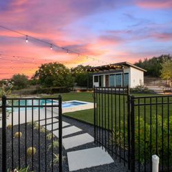 Champion Outdoor Solutions - Modern landscape around a pool with artificial turf in Hudson Bend