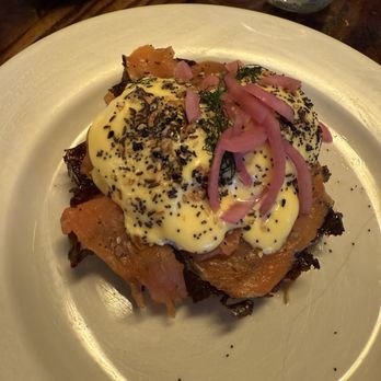 The Smith - Smoked Salmon potato waffle - New American Near Me - New York, New York The Smith - Smoked Salmon potato waffle - New American Near Me - New York, New York