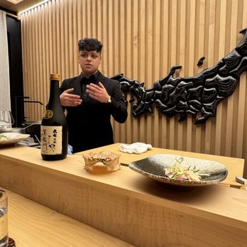 Sushi Horiuchi - Jess explaining the Sake pairing - Sushi Bars Near Me - Houston, Texas Sushi Horiuchi - Jess explaining the Sake pairing - Sushi Bars Near Me - Houston, Texas
