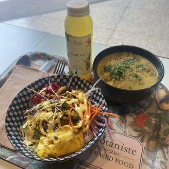 Le Botaniste - Botanical Menu, Botanical Salad and Soup Of The Day (zucchini), and Lemonade. - Vegan Near Me - New York, New York Le Botaniste - Botanical Menu, Botanical Salad and Soup Of The Day (zucchini), and Lemonade. - Vegan Near Me - New York, New York