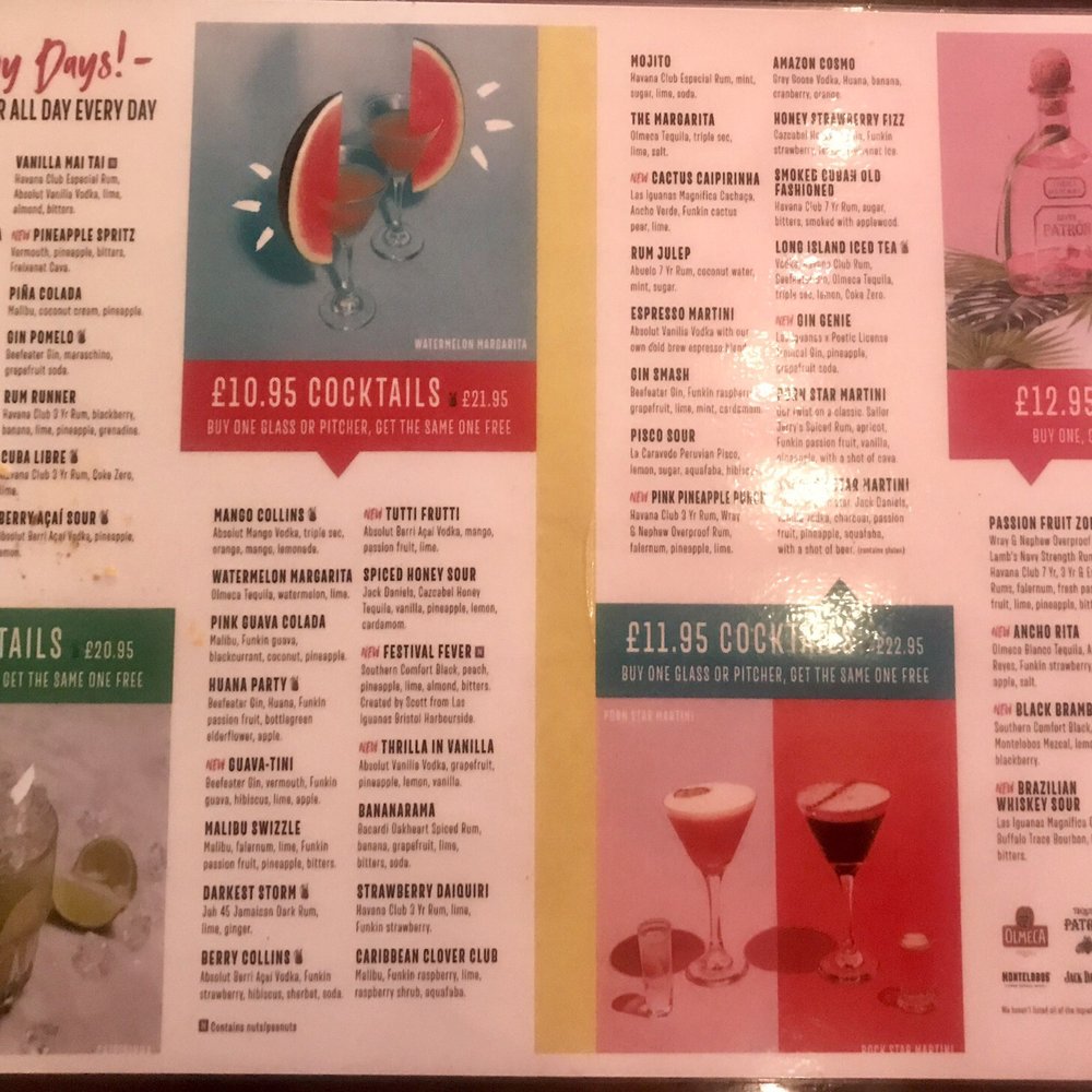 Las Iguanas - Milton Keynes - Drink Menu - Latin American Near Me - Milton Keynes, MIK