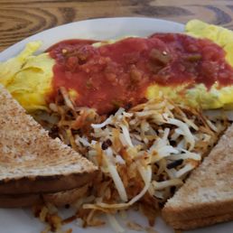 Omelet with salsa & toast! Omelet with salsa & toast!