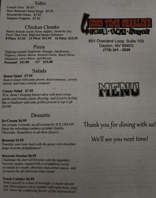 Menu photo 3 Good Time Charlie's Dayton, NV
