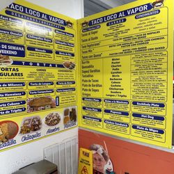 El Taco Loco al Vapor - Menu board