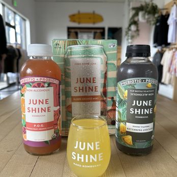 JuneShine Ranch - Chili Mango Hard Kombucha (front, center) - Kombucha Near Me - San Diego, California JuneShine Ranch - Chili Mango Hard Kombucha (front, center) - Kombucha Near Me - San Diego, California