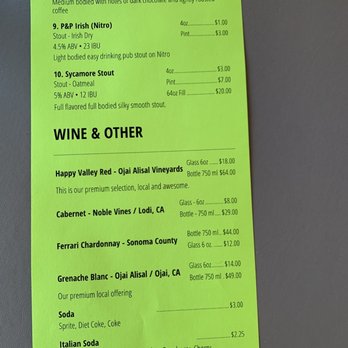 Pedals & Pints Brewing - Drink menu back - Brewpubs Near Me - Thousand Oaks, California Pedals & Pints Brewing - Drink menu back - Brewpubs Near Me - Thousand Oaks, California