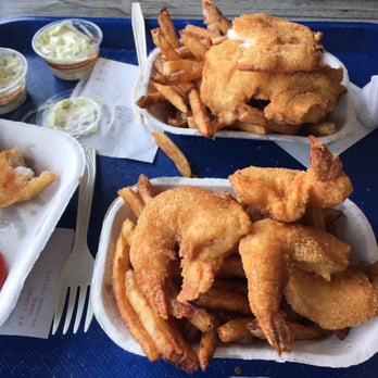 Spud Fish & Chips - Fish & chips and the prawns & chips! (Sorry for the few bites taken before the photo, haha!) - Seafood Near Me - Seattle, Washington Spud Fish & Chips - Fish & chips and the prawns & chips! (Sorry for the few bites taken before the photo, haha!) - Seafood Near Me - Seattle, Washington