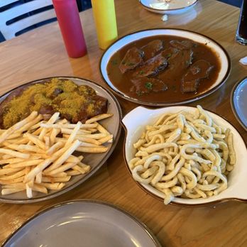 Café Berlin - Curry Wurst with fries and Sauerbraten with Spaetzle - German Near Me - Las Vegas, Nevada