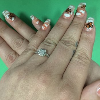 Lush Nail Studio - Hand painted butterflies gel build set by Lilly - Waxing Near Me - Tustin, California