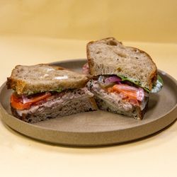 Ulew Coffee & Juice  - Bagette, Cheese, Tuna, Celery, Lemon Juice, Tomato, House Pickles, Spinach, Chili Oil, Mayonnaise  Allergies: Dairy, Eggs, Tuna