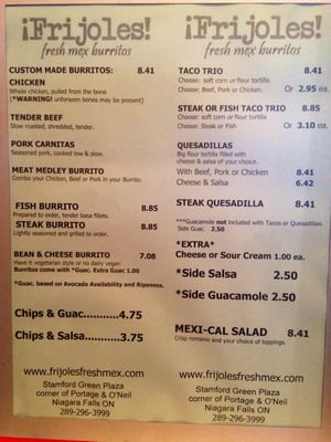 Menu photo 3 Frijoles! Fresh Mex Burritos Niagara Falls, ON Menu photo 3 Frijoles! Fresh Mex Burritos Niagara Falls, ON