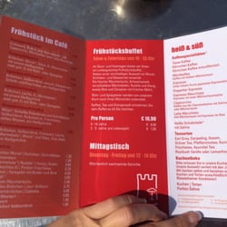Cafe in der Festung - Die Speisekarte