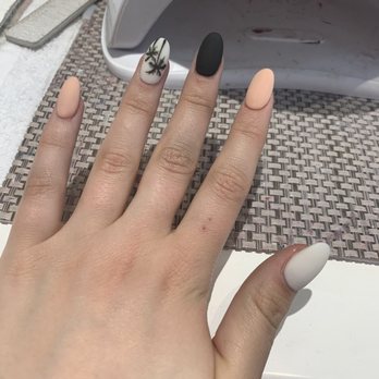 Glorious Nail - Vacation Nails! SNS powder, gel color on the peach, matte, + palm tree design. - Nail Salons Near Me - Brooklyn, New York Glorious Nail - Vacation Nails! SNS powder, gel color on the peach, matte, + palm tree design. - Nail Salons Near Me - Brooklyn, New York