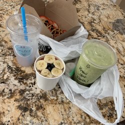Evolve Nutrition - Detox smoothie Destressor tea protein oats and waffle