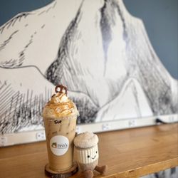 Ren’s Coffeehouse & Books - Salted caramel latte (with my little coffee to go jellycat) :)