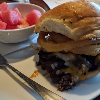 Sahm's Place - Burger Week Special--the Clint Eastwood: bacon, cheese, and fried onions on a burger - American Near Me - Indianapolis, Indiana