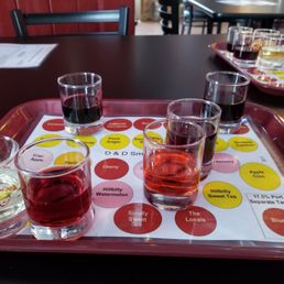 With sample glasses placed on that wine's name on the tray, it was easy to know exactly which wine was which. What an ingenious idea!