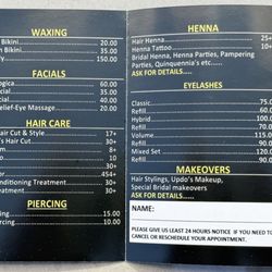 Eyebrow Threading by Sameera - Price list