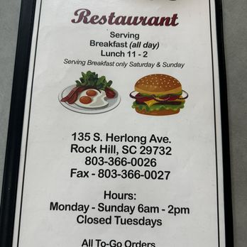 Anna J's Restaurant - Menu - Breakfast & Brunch Near Me - Rock Hill, South Carolina