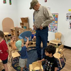 Elmhurst Premier Childcare Center - John Scudder, an Elmhurst Seasoned Veteran came to talk with our preschool children.  We proudly support our Veterans at EPC.