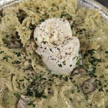 Al Dente - Build your own - bowtie pasta with pesto cream, chicken, mushrooms and burrata - Italian Near Me - Garden Grove, California Al Dente - Build your own - bowtie pasta with pesto cream, chicken, mushrooms and burrata - Italian Near Me - Garden Grove, California