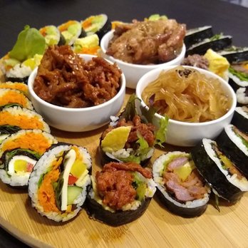 Kimbop - Couple's Platter - 4 half rolls and 2 meats - Korean Near Me - Miami, Florida Kimbop - Couple's Platter - 4 half rolls and 2 meats - Korean Near Me - Miami, Florida