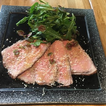 Kokkaku - Roast Beef Salad ($10) wrap the mizuna in the beef - New American Near Me - Seattle, Washington