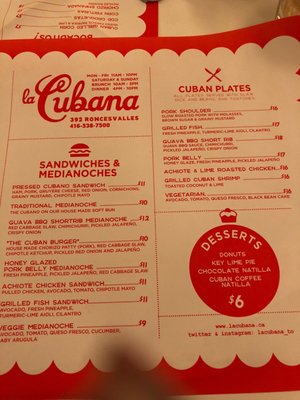 Menu photo 3 La Cubana Toronto, ON Menu photo 3 La Cubana Toronto, ON