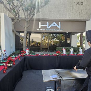 Hibachi Queens - Chef Sergioe getting ready for our company Xmas luncheon - Caterers Near Me