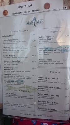 Menu photo 4 Mar y Mar Calvià, PM Menu photo 4 Mar y Mar Calvià, PM