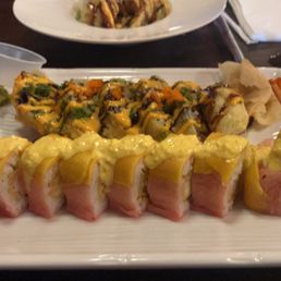 Mango dragon roll, Godzilla roll, jalapeño poppers