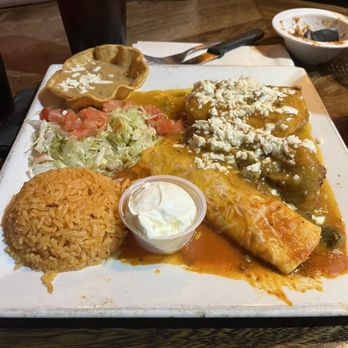 Bandidos Mexican Restaurant - Combo tress with burrito, chili relliano, and chimichanga . - Mexican Near Me - Attleboro, Massachusetts