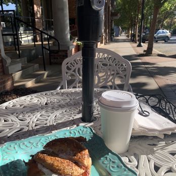 Bex Cafe & Juice Bar - Bex on an everything bagel with a London Fog tea. - Cafes Near Me - Greenville, South Carolina