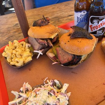 Terry Black's Barbecue - Sliced brisket sandwich, Mac n cheese and coleslaw - Barbeque Near Me - Austin, Texas Terry Black's Barbecue - Sliced brisket sandwich, Mac n cheese and coleslaw - Barbeque Near Me - Austin, Texas