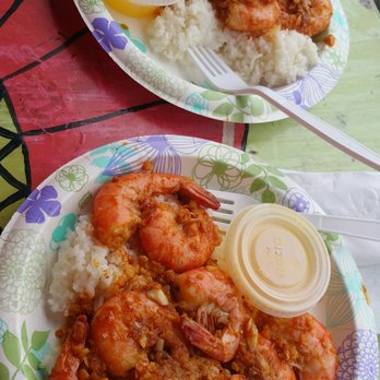 Shrimp Shack - Spicy Garlic Shrimp -Hot. (Not spicy [TO US] but still too good) - Seafood Near Me - Hauula, Hawaii