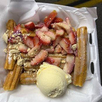 yito's crepes - Lechera churros with vanilla ice cream and masapan with strawberries - Caterers Near Me - El Monte, California yito's crepes - Lechera churros with vanilla ice cream and masapan with strawberries - Caterers Near Me - El Monte, California
