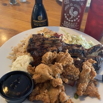 Back Home In Lahaina - Combination with Lahaina fried chicken and kalbi ribs with char siu fried rice, ramen salad and potato mac salad. - Hawaiian Near Me - Carson, California