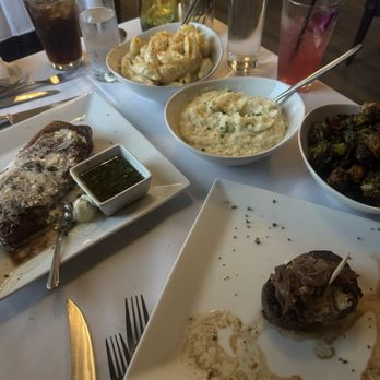Greensleeves Steakhouse - 8oz Filet Mignon,  New York steak , truffle Mac and cheese  , Mashed Potatoes and Brussels Sprouts' - Steakhouses Near Me - Redlands, California