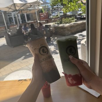 Boba Bliss - Strawberry milk bar (left) my friend got the Strawberry Matcha latte (right) and my bf's strawberry mint green tea and background on table - Bubble Tea Near Me - Mountain View, California Boba Bliss - Strawberry milk bar (left) my friend got the Strawberry Matcha latte (right) and my bf's strawberry mint green tea and background on table - Bubble Tea Near Me - Mountain View, California
