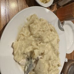 Chicken and dumplings with a side of Mac and cheese Chicken and dumplings with a side of Mac and cheese