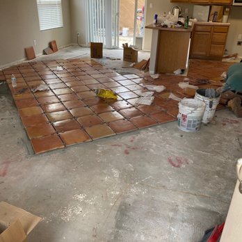 Ortega's Tile ABQ - Saltillo tile work in the living area - Flooring Near Me