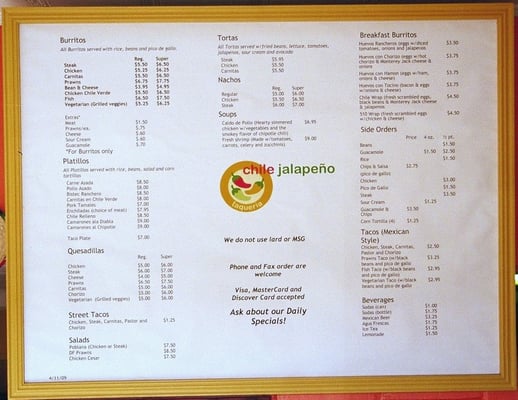 Menu photo 7 Chile Jalapeno Taqueria Oakland, CA Menu photo 7 Chile Jalapeno Taqueria Oakland, CA
