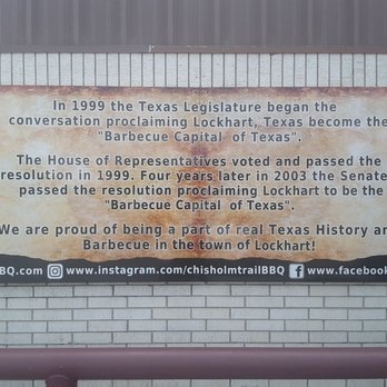 Lockhart Chisholm Trail BBQ - Lockhart proclaimed "Barbeque Capital of Texas" in 2003. - Barbeque Near Me - Lockhart, Texas