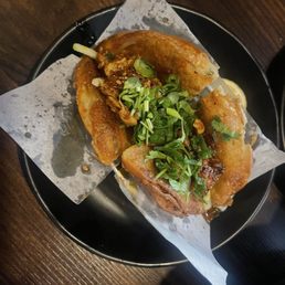 Stuffed scallion pancake with spicy chicken Stuffed scallion pancake with spicy chicken