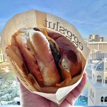 Eggslut - Sausage, Egg, & Cheese Sandwich. Took this from our balcony overlooking the Vegas strip. - Breakfast & Brunch Near Me - Las Vegas, Nevada