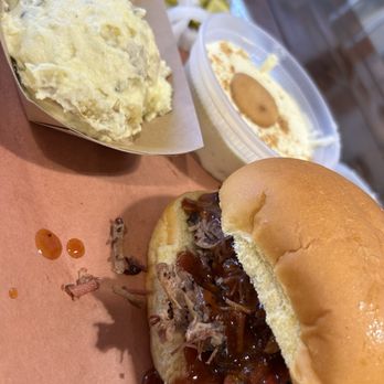 Oakhart Barbecue - Chopped brisket sandwich Potato Salad Banana pudding - Barbeque Near Me - Tulsa, Oklahoma Oakhart Barbecue - Chopped brisket sandwich Potato Salad Banana pudding - Barbeque Near Me - Tulsa, Oklahoma
