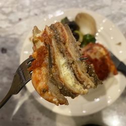 Supper Club Market - Close look at a nice layered bite of eggplant lasagna.